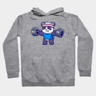 Cute Panda Lifting Barbell Cartoon Hoodie